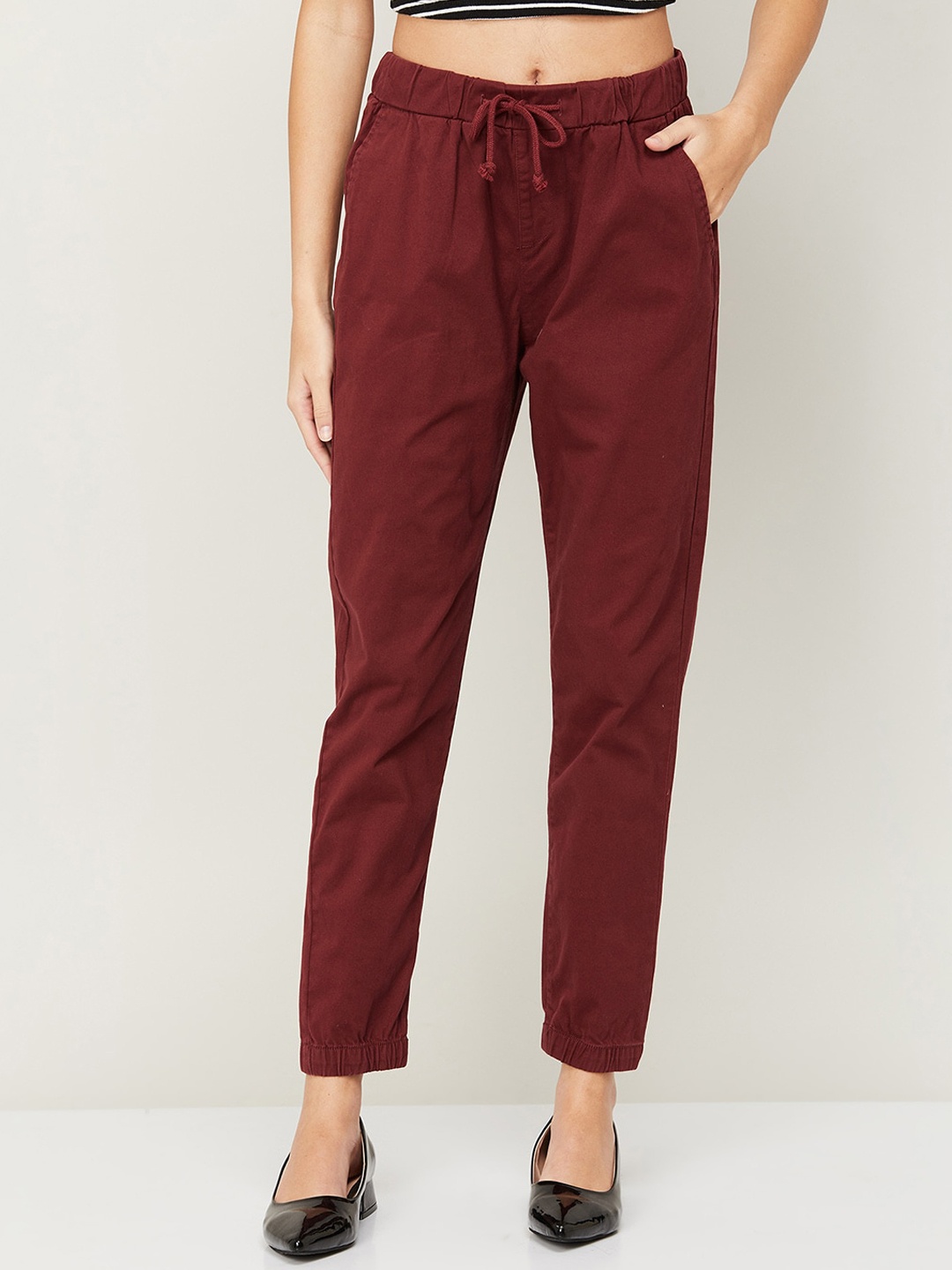 

CODE by Lifestyle Women Easy Wash Cotton Trousers, Red