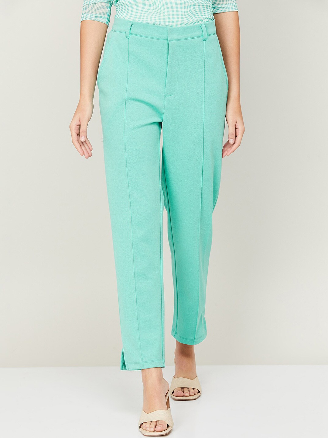 

CODE by Lifestyle Women Easy Wash Casual Trousers, Sea green