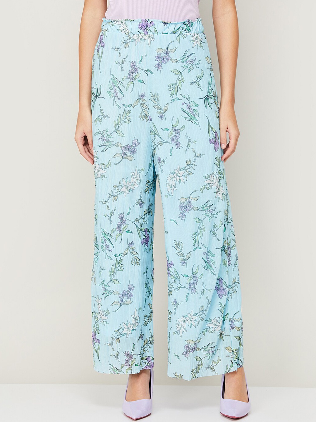 

CODE by Lifestyle Women Floral Printed Easy Wash Trousers, Blue