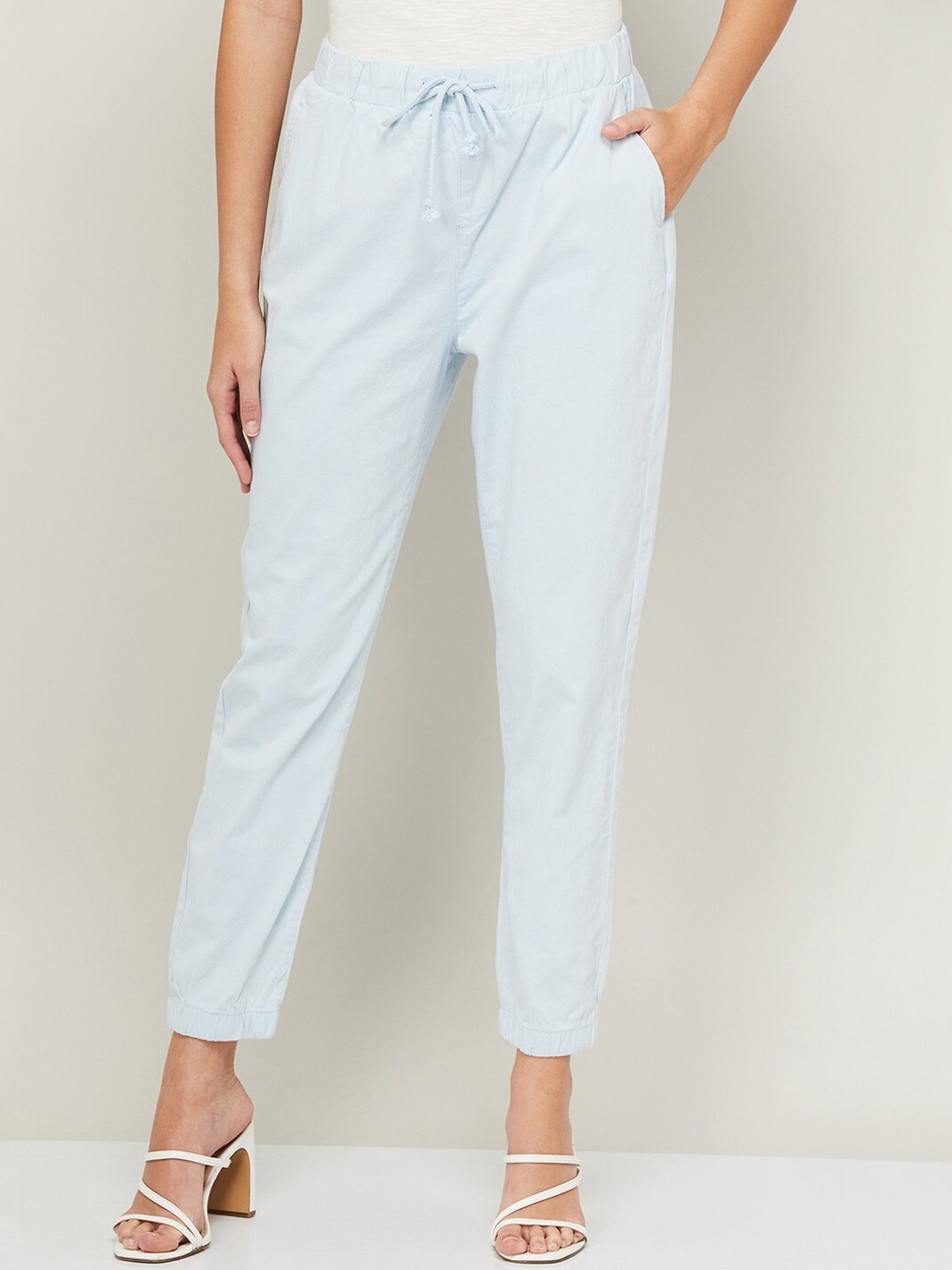

CODE by Lifestyle Women Tapered Fit Easy Wash Trousers, Blue