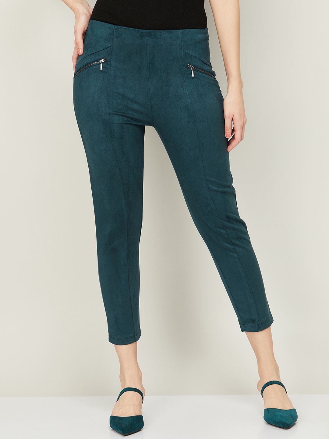

CODE by Lifestyle Women Easy Wash Cotton Trousers, Green