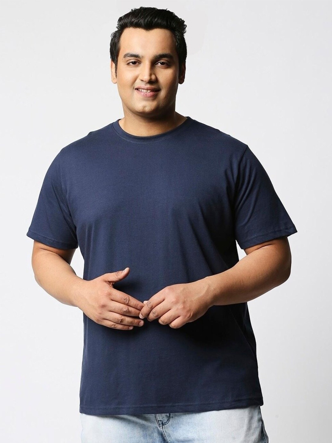 

Bewakoof Plus Men Cotton T-shirt, Blue