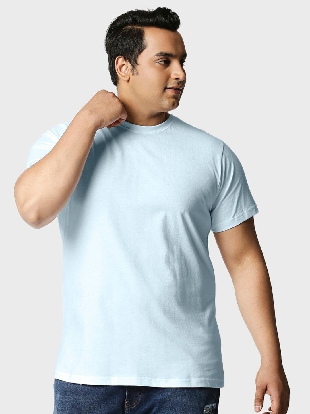 

Bewakoof Plus Men Plus Size Cotton T-shirt, Blue