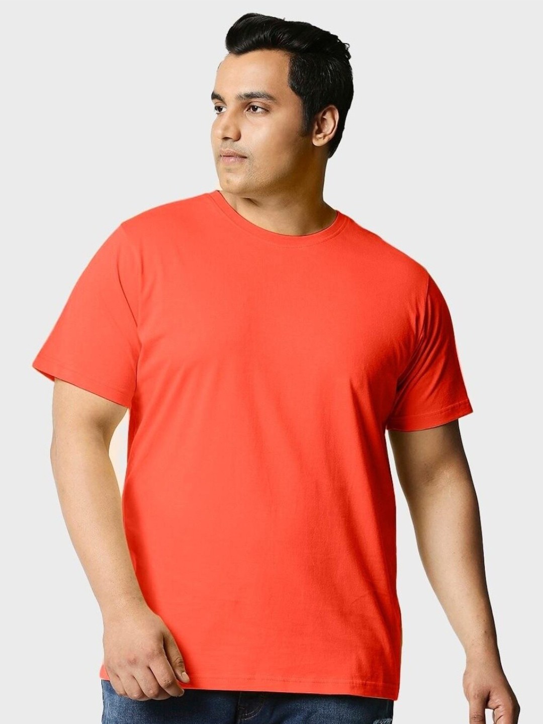

Bewakoof Plus Men Plus Size Cotton T-shirt, Orange