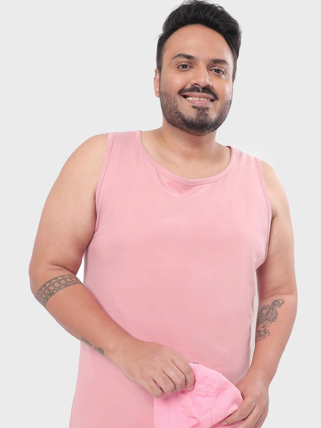 

Bewakoof Plus Men Plus Size Cotton Innerwear Vests, Pink