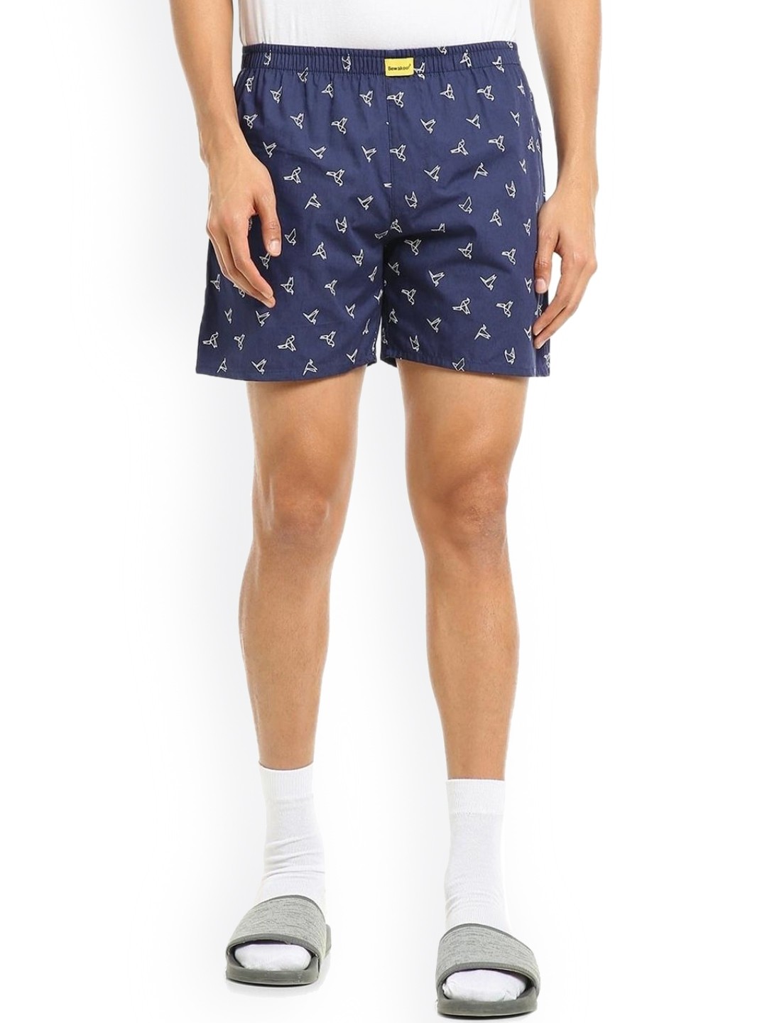 

Bewakoof Men Printed Pure Cotton Boxer, Blue