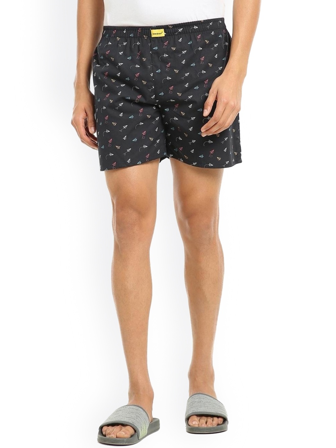 

Bewakoof Men Paper Planes Printed Cotton Boxers, Black