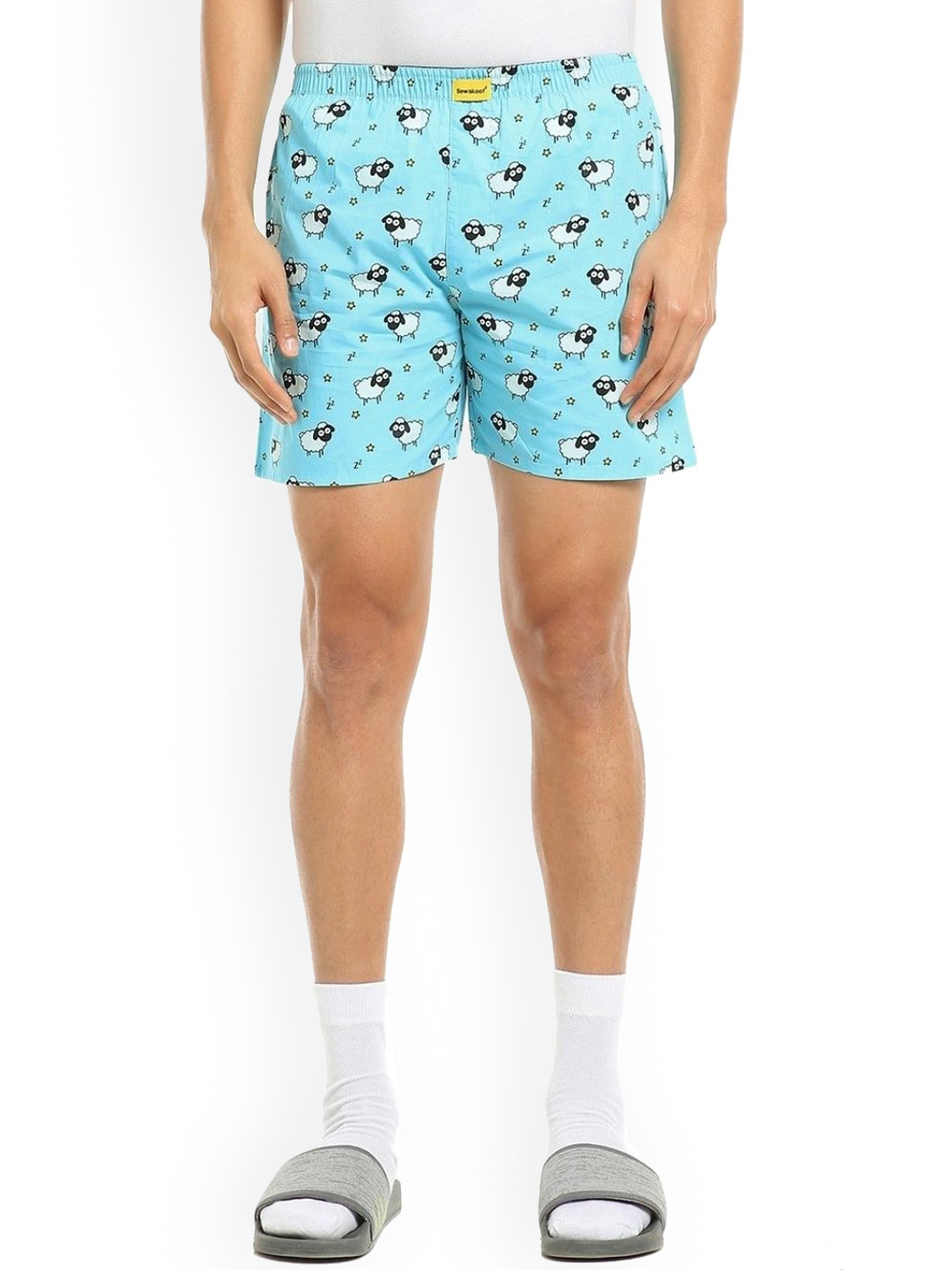 

Bewakoof Men Printed Sleepy Sheep Pure Cotton Boxer, Blue