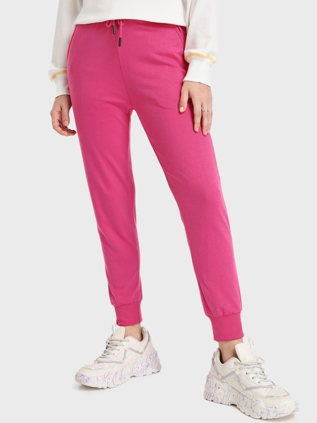 

Bewakoof Women Cotton Joggers, Pink