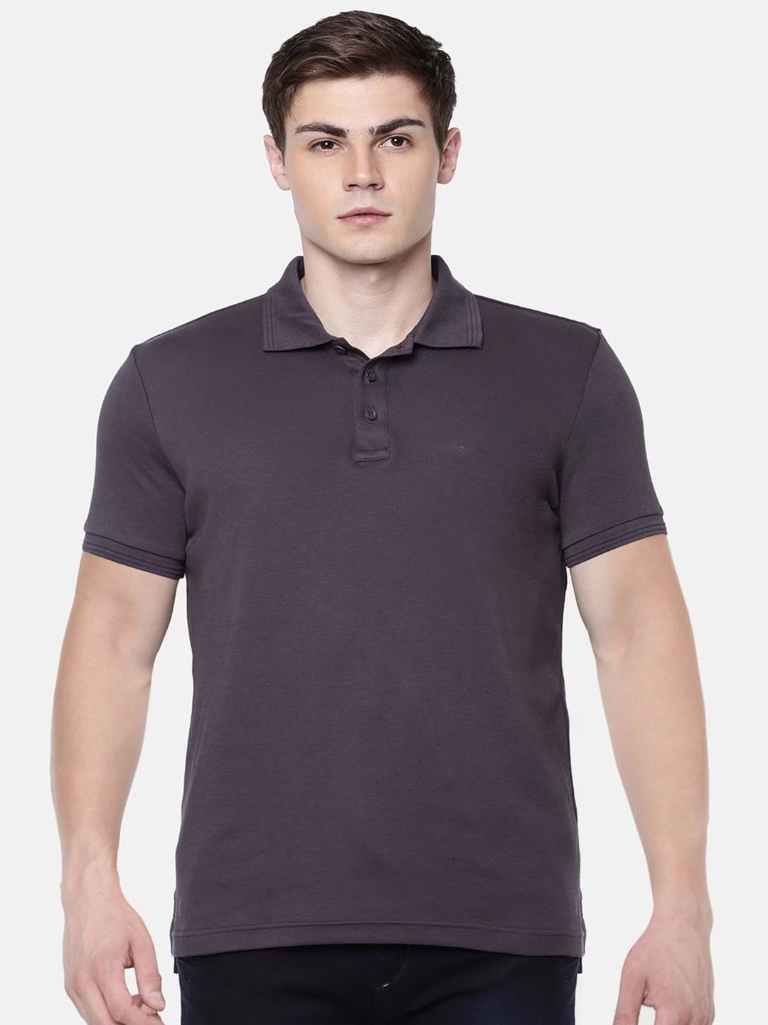 

Ramraj Men Polo Collar Pure Cotton Regular Fit T-shirt, Charcoal