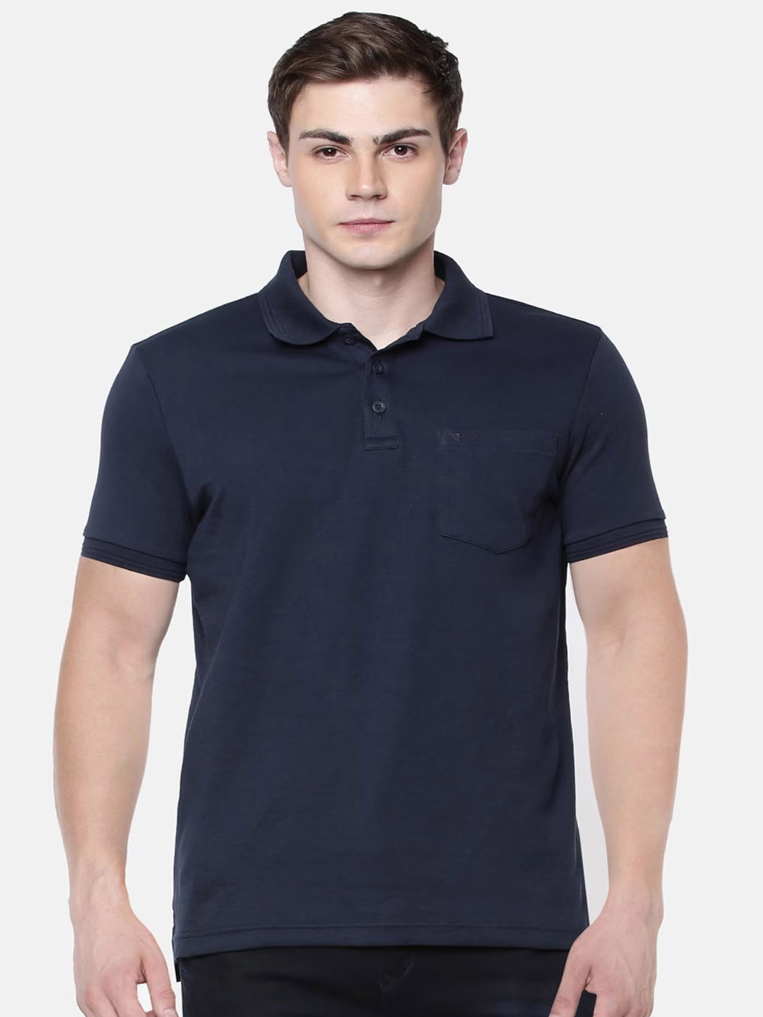 

Ramraj Men Polo Collar Slim Fit Pure Cotton T-shirt, Navy blue