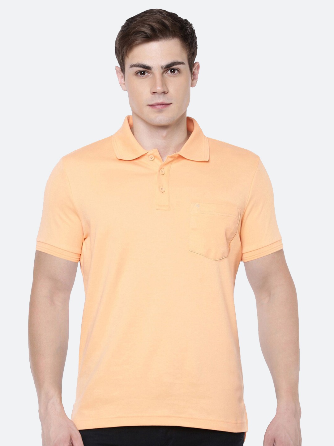 

Ramraj Men Polo Collar Slim Fit Pure Cotton T-shirt, Peach