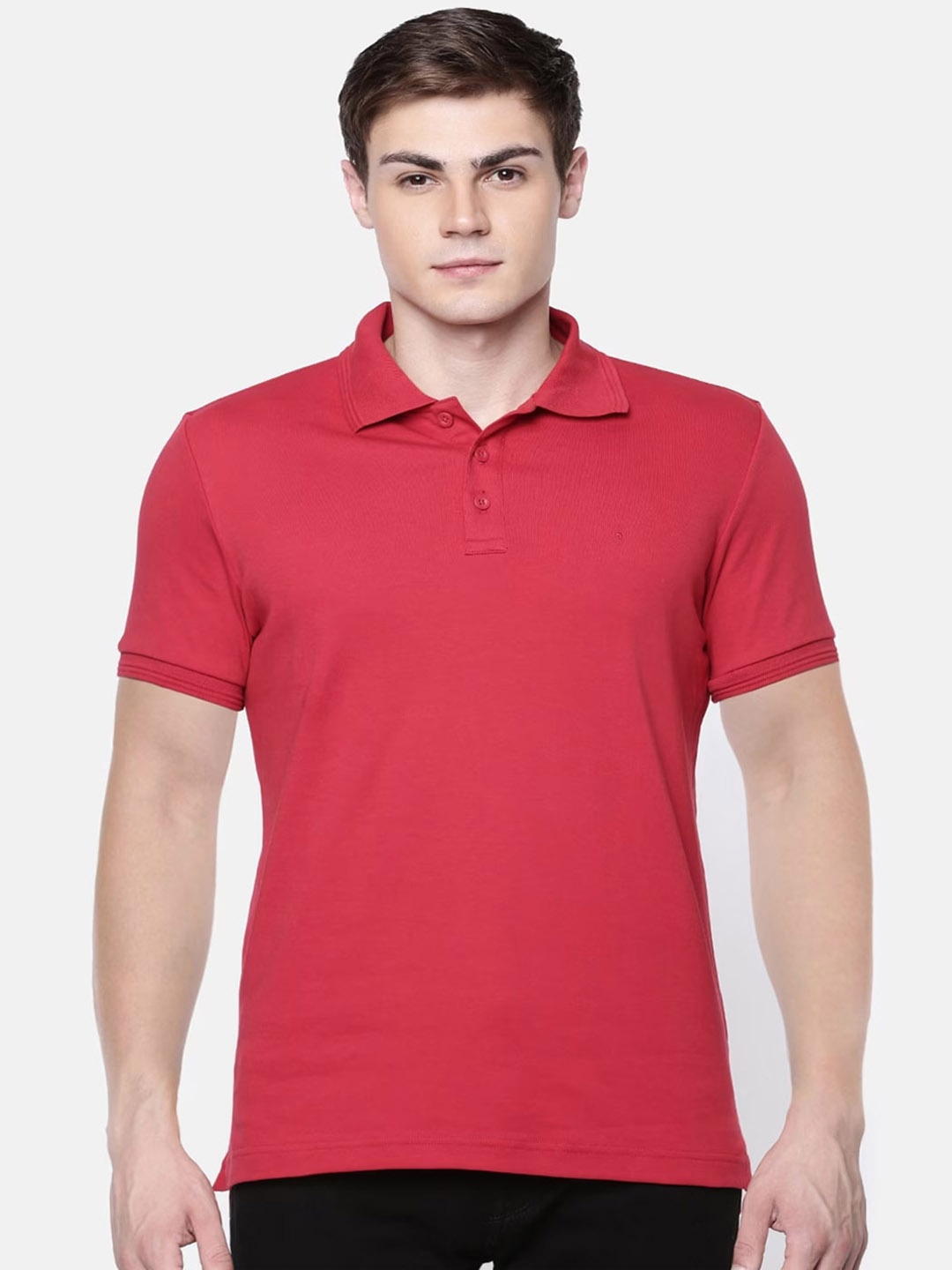 

Ramraj Men Polo Collar Pure Cotton Regular Fit T-shirt, Red