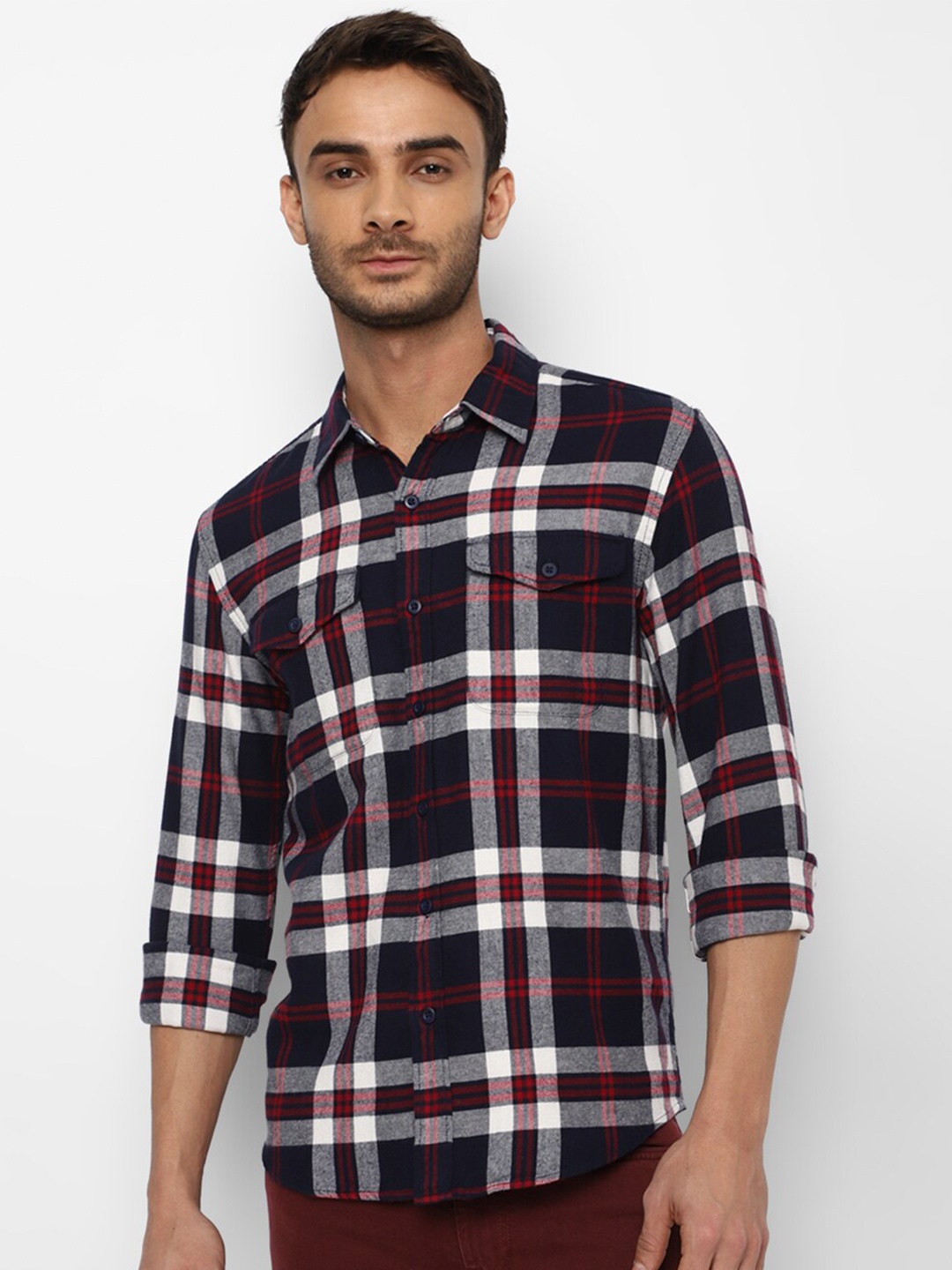 

AMERICAN EAGLE OUTFITTERS Men Tartan Checks Checked Pure Cotton Casual Shirt, Blue