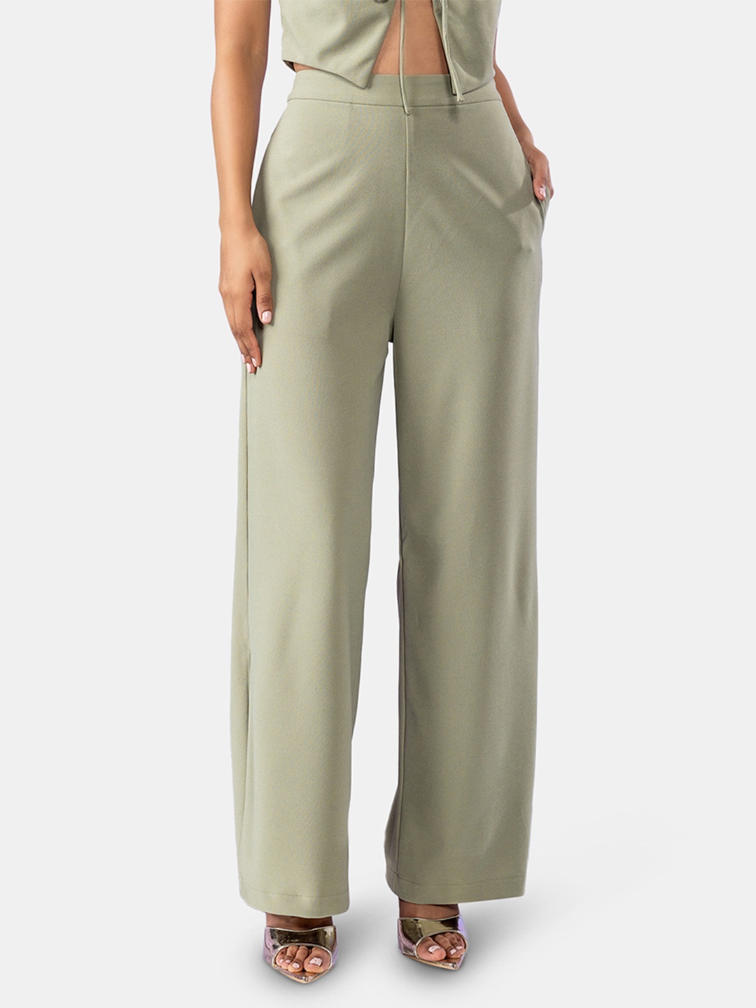 

20Dresses Women High-Rise Parallel Trouser, Green