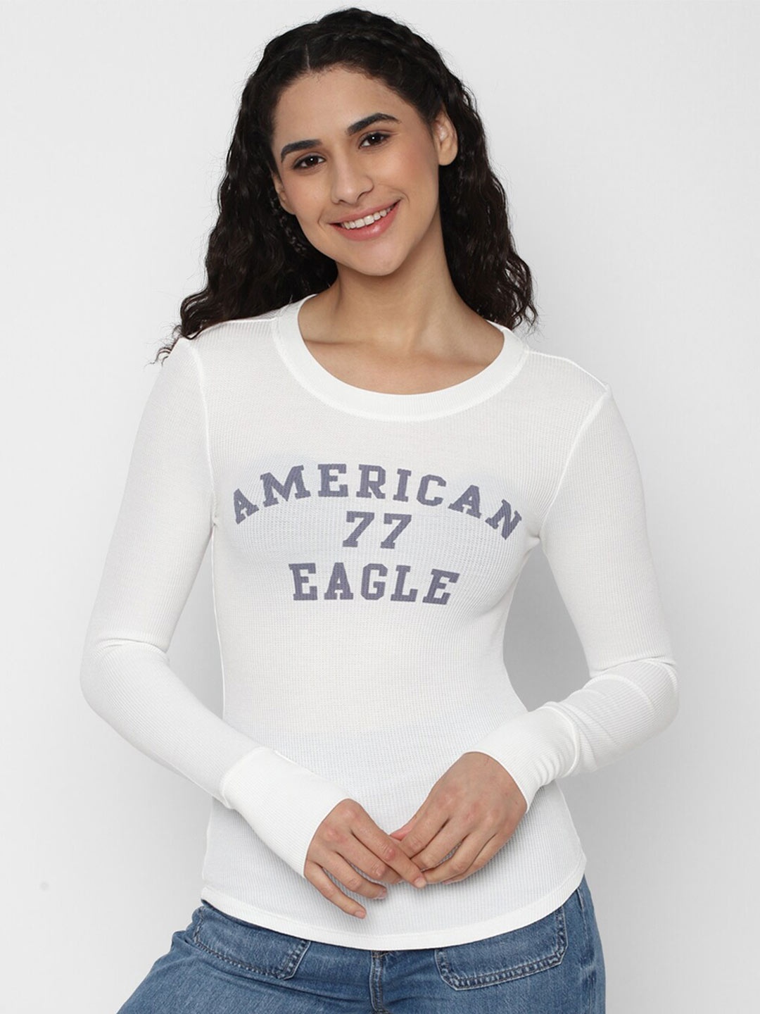 

AMERICAN EAGLE OUTFITTERS Women Typography Printed T-shirt, White