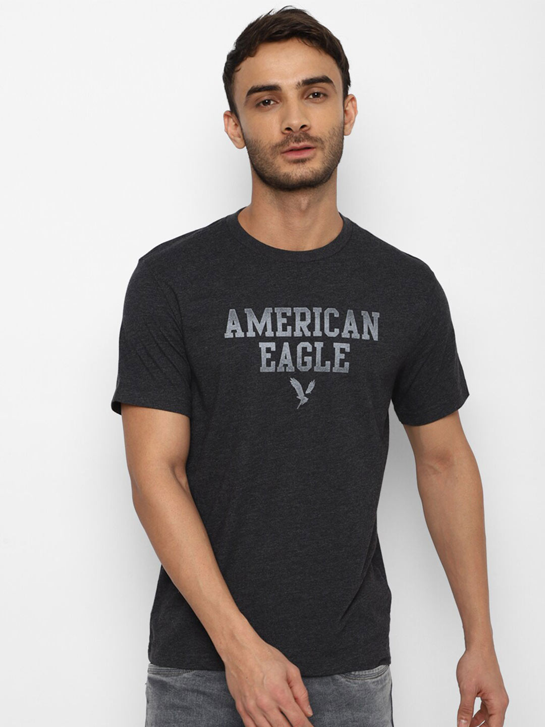 

AMERICAN EAGLE OUTFITTERS Men Typography Printed T-shirt, Charcoal