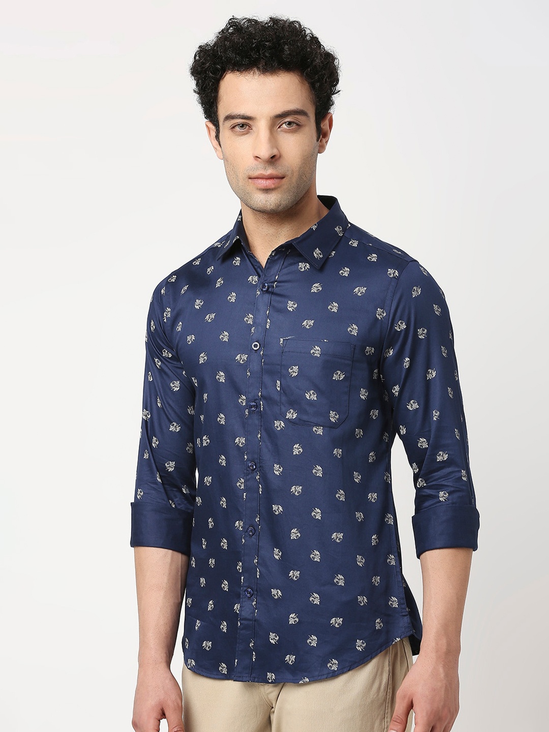 

VALEN CLUB Men Slim Fit Printed Pure Cotton Casual Shirt, Blue