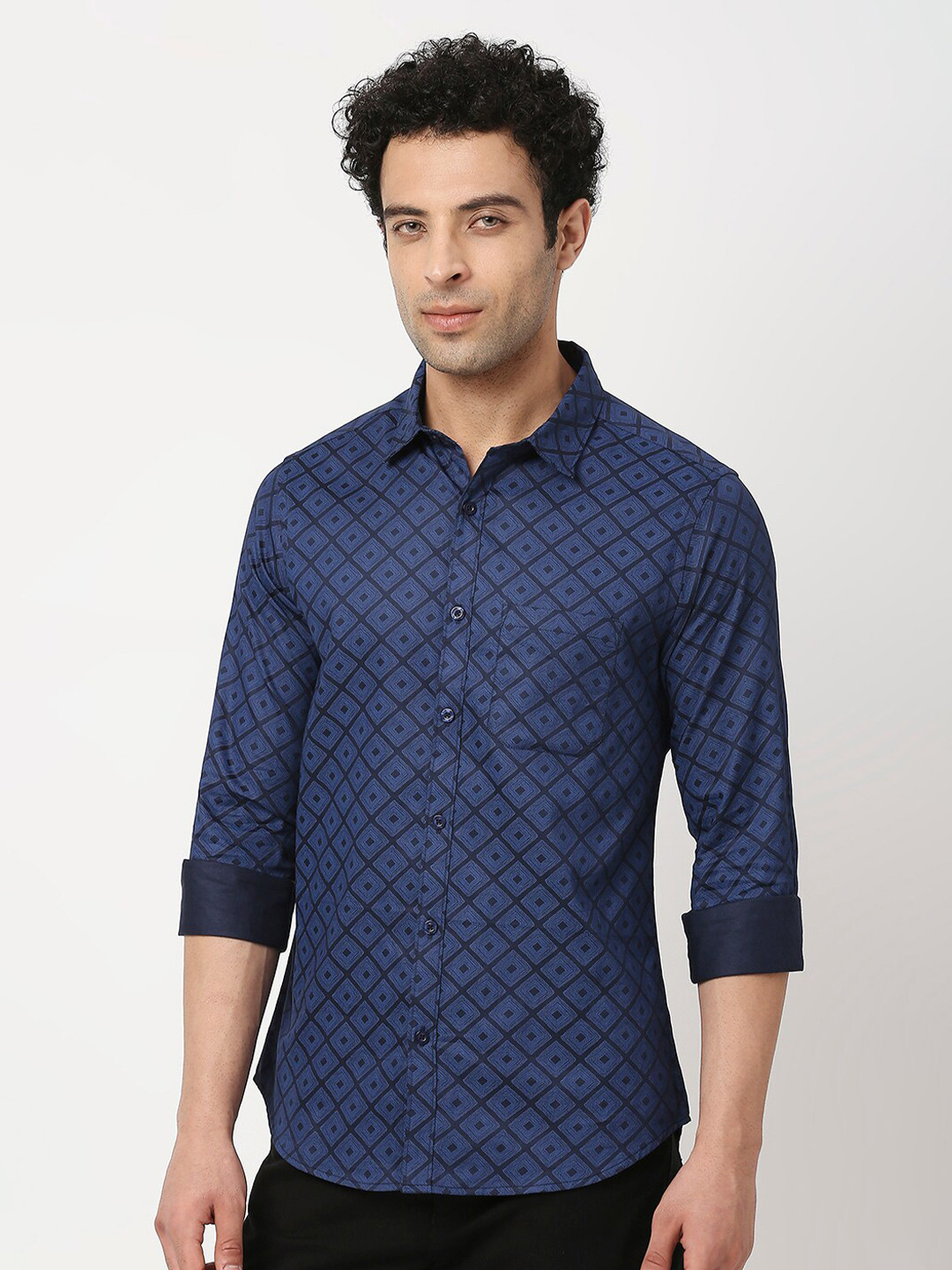 

VALEN CLUB Men Slim Fit Printed Cotton Casual Shirt, Blue