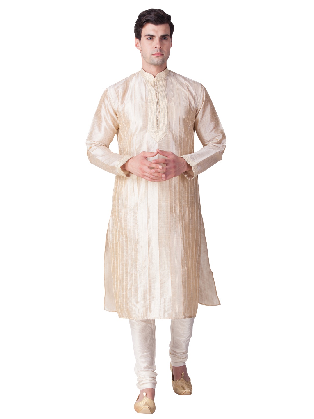 

Sanwara Men Beige Woven Design Straight Kurta