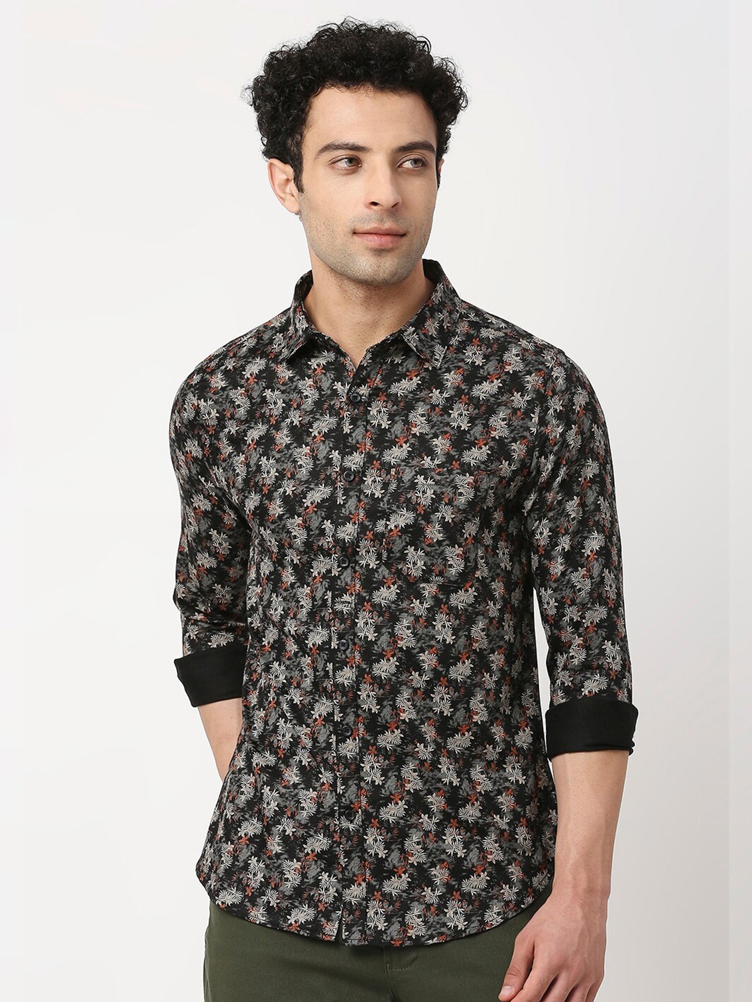 

VALEN CLUB Men Slim Fit Printed Pure Cotton Casual Shirt, Black