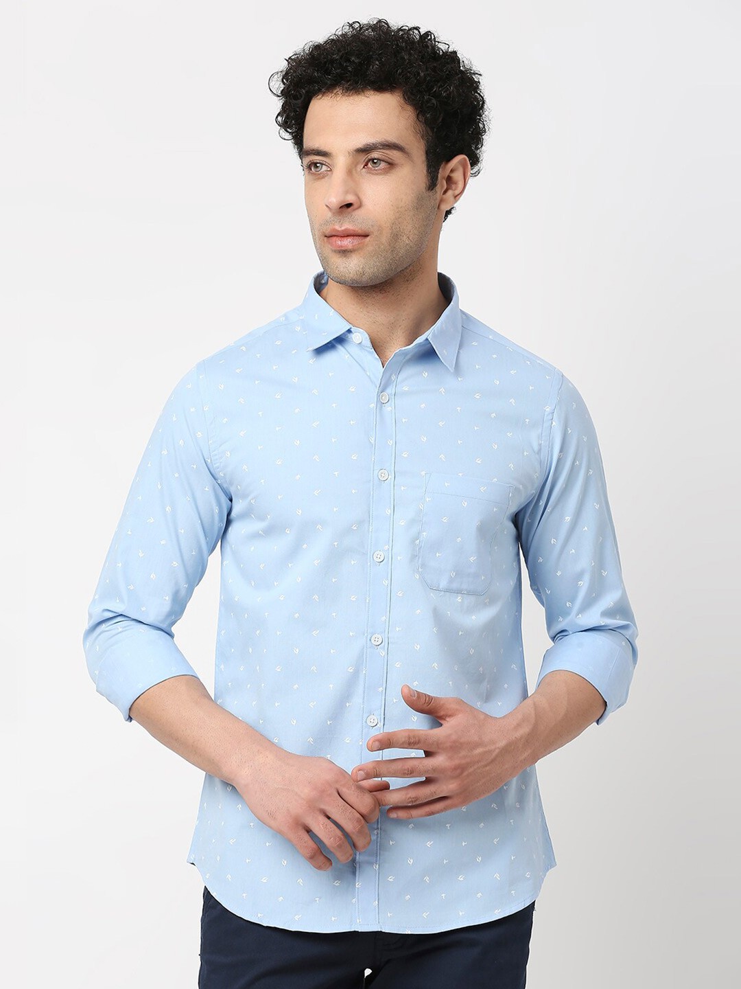 

VALEN CLUB Men Slim Fit Casual Cotton Shirt, Blue