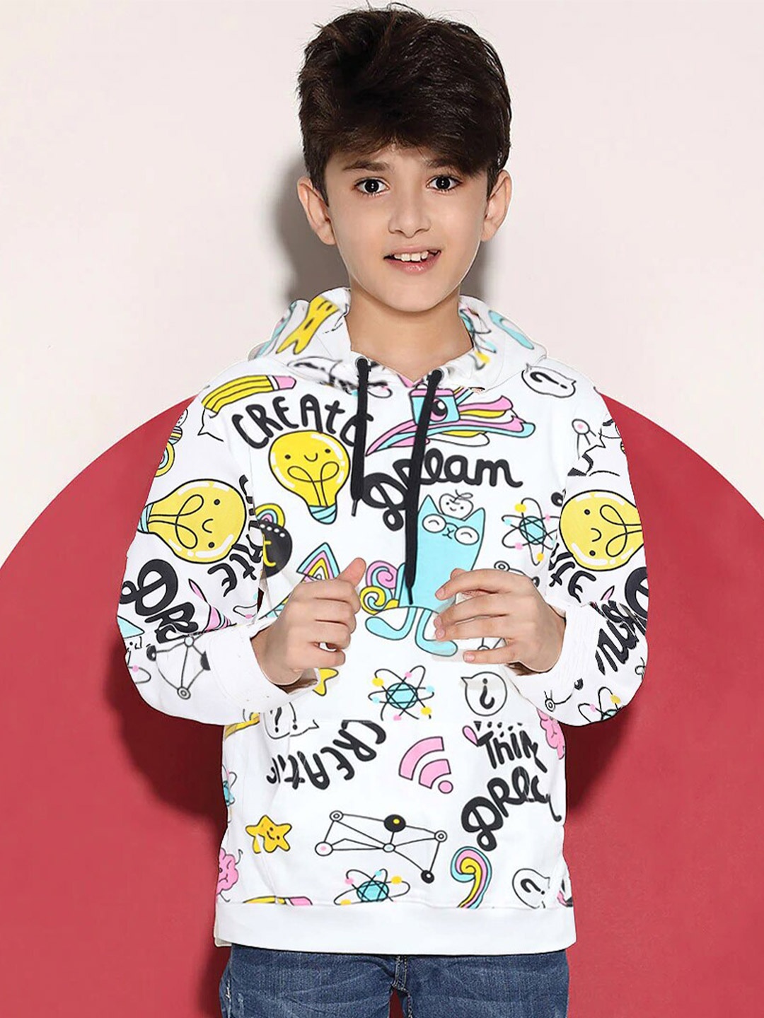 

LILCLAN - BY THE DRY STATE Boys Printed Hooded Fleece Sweatshirt, White