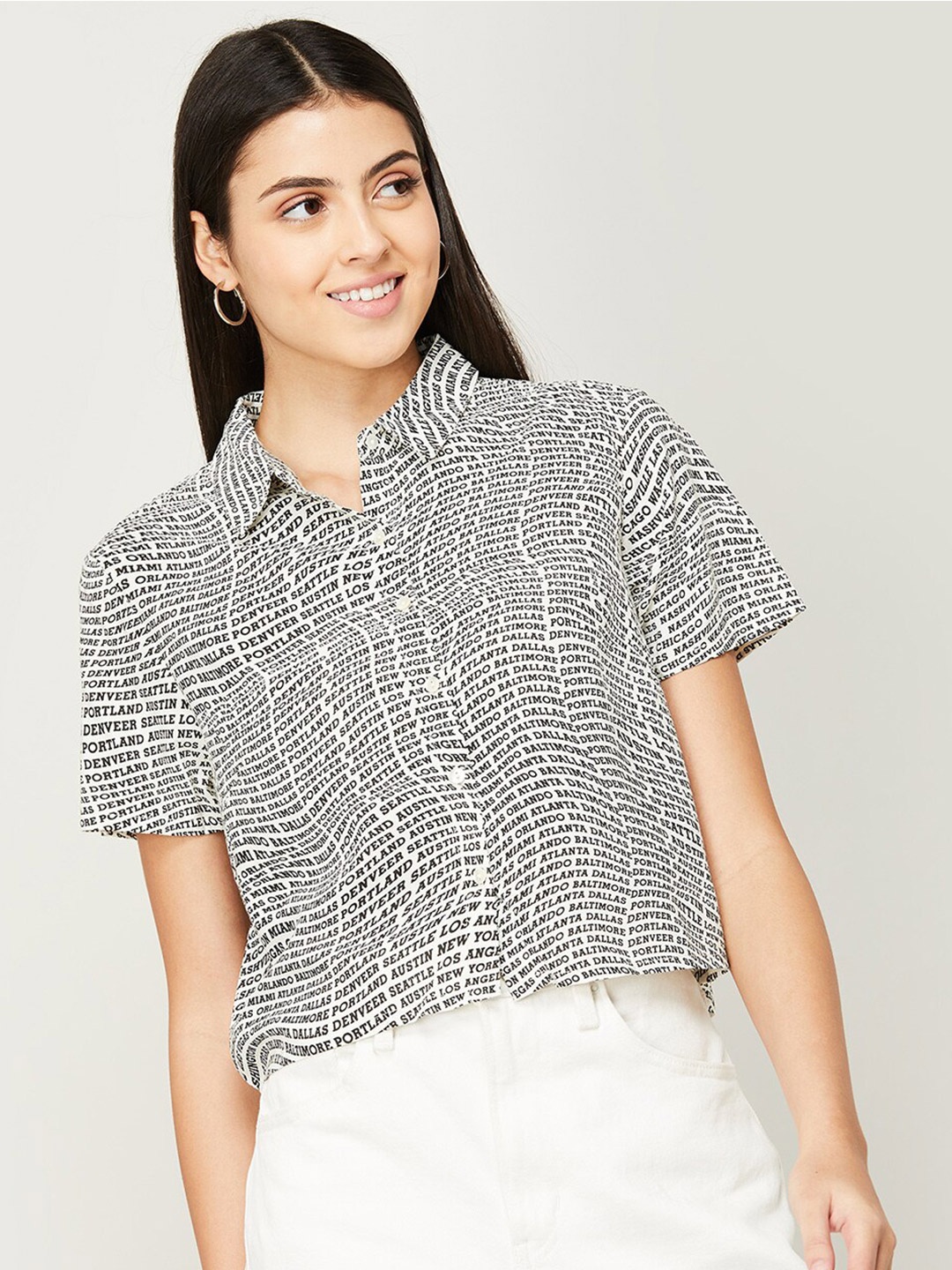 

Ginger by Lifestyle Women Typography Printed Casual Shirt, White