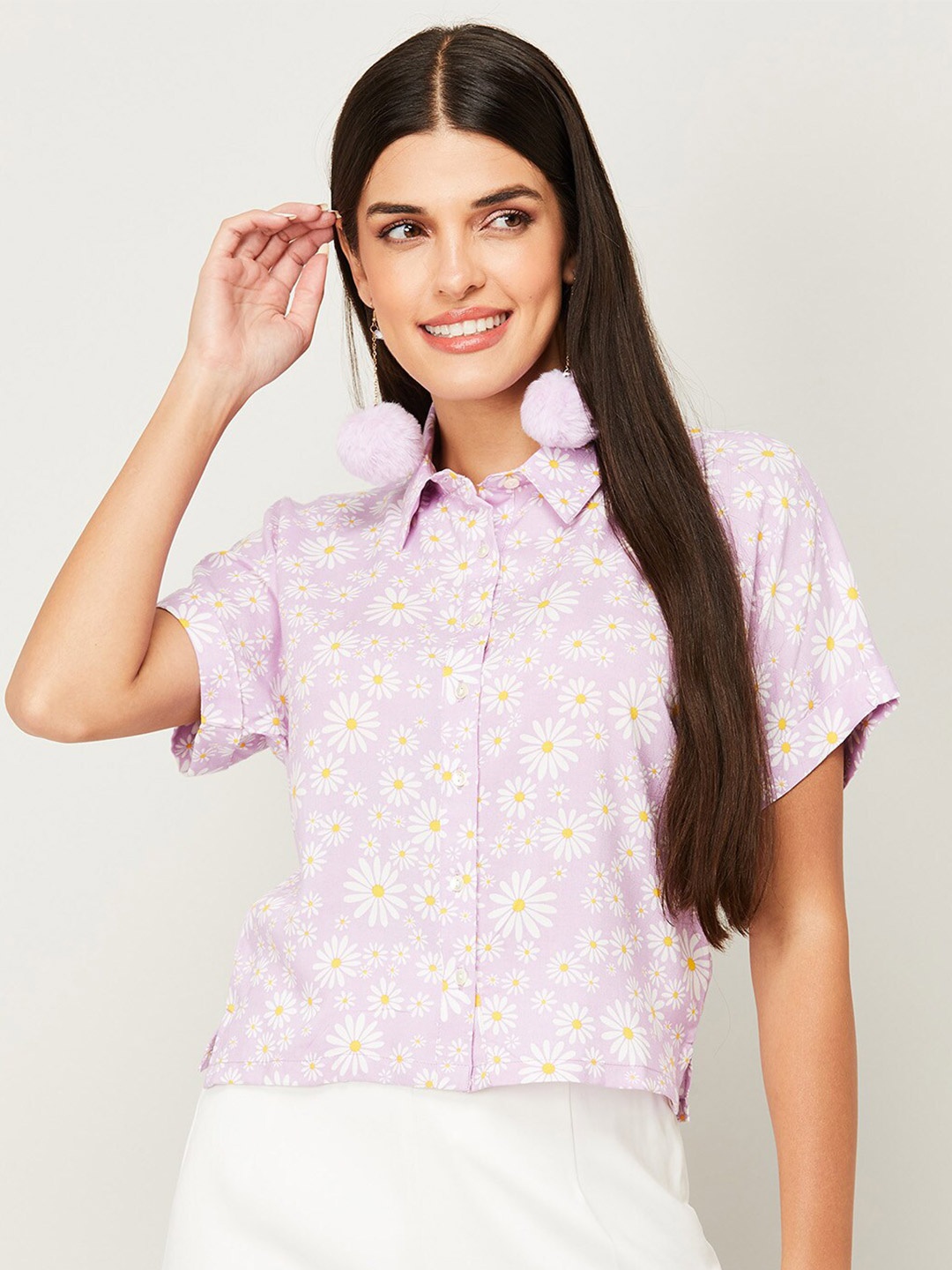 

Ginger by Lifestyle Women Floral Printed Casual Shirt, Lavender
