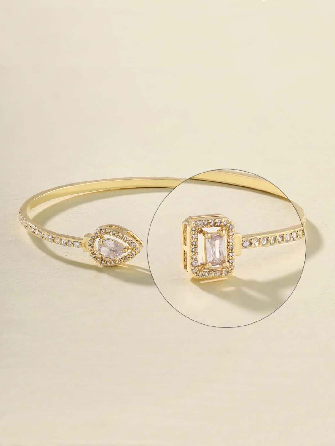 

Bling Sutra Women Brass Crystals Gold-Plated Bangle-Style Bracelet