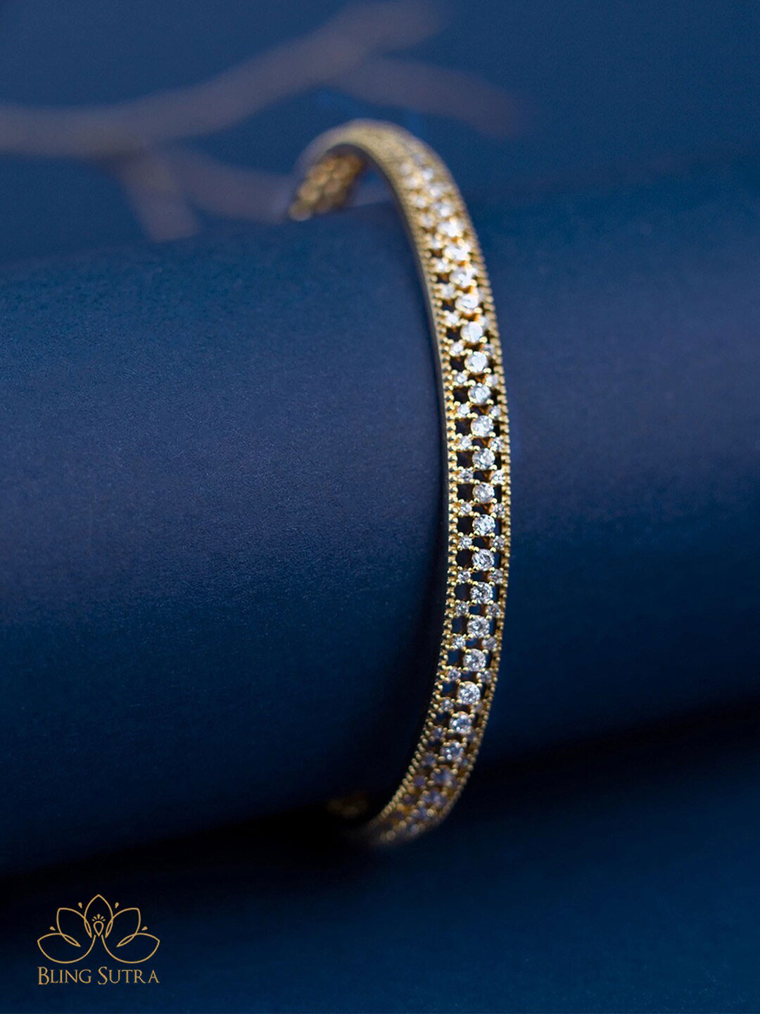 

Bling Sutra Women Brass Crystals Gold-Plated Wraparound Bracelet