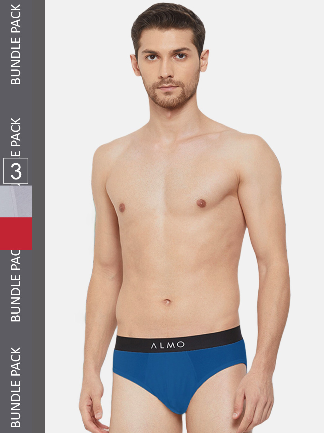 

Almo Wear Men Pack Of 3 Anti-Microbial Basic Briefs, Blue