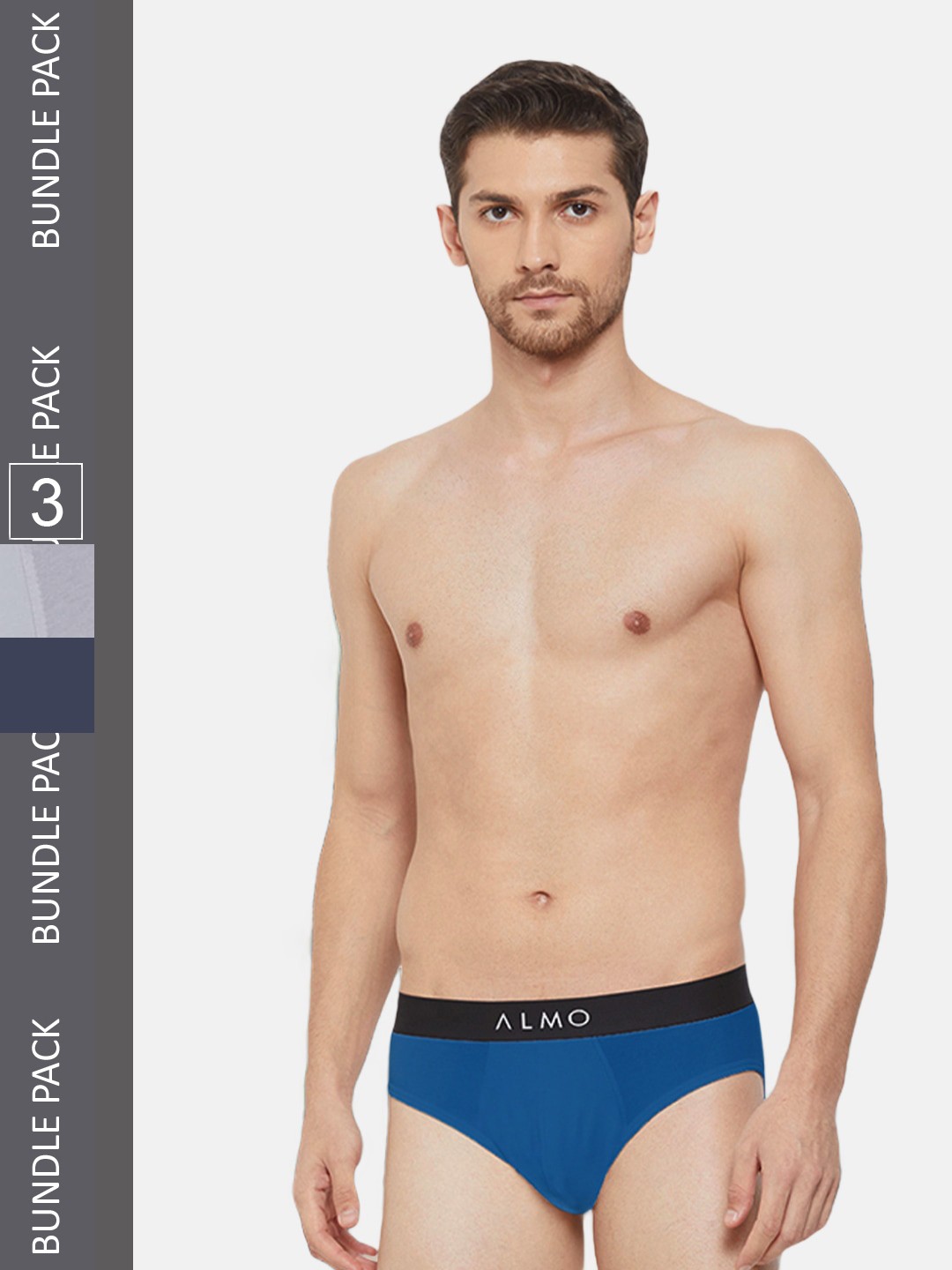 

Almo Wear Men Pack Of 3 Anti Microbial Basic Briefs, Blue