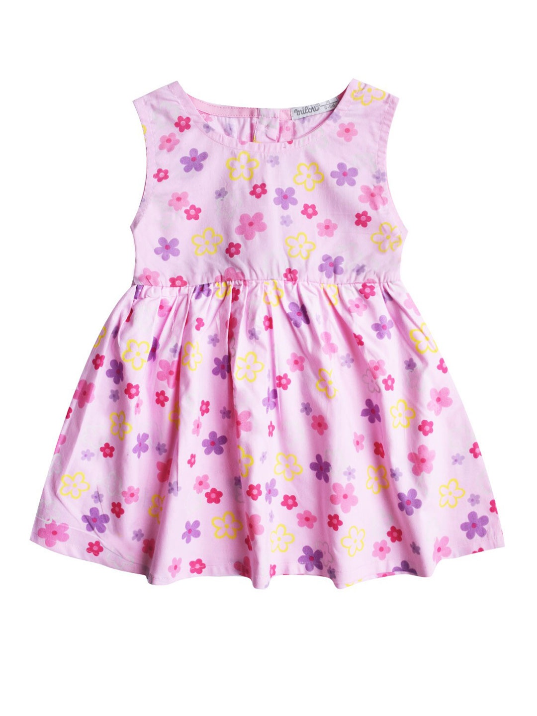 

milou Floral Printed Pure Cotton Dress, Pink