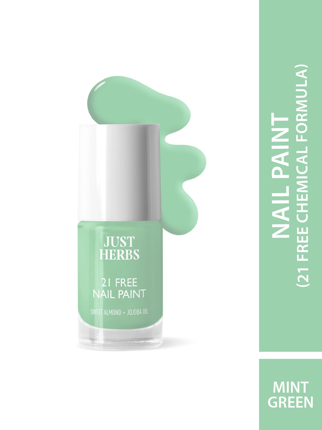 

Just Herbs 21 Free Quick Drying Nail Paint with Sweet Almond 6 ml - Mint Green NP-16