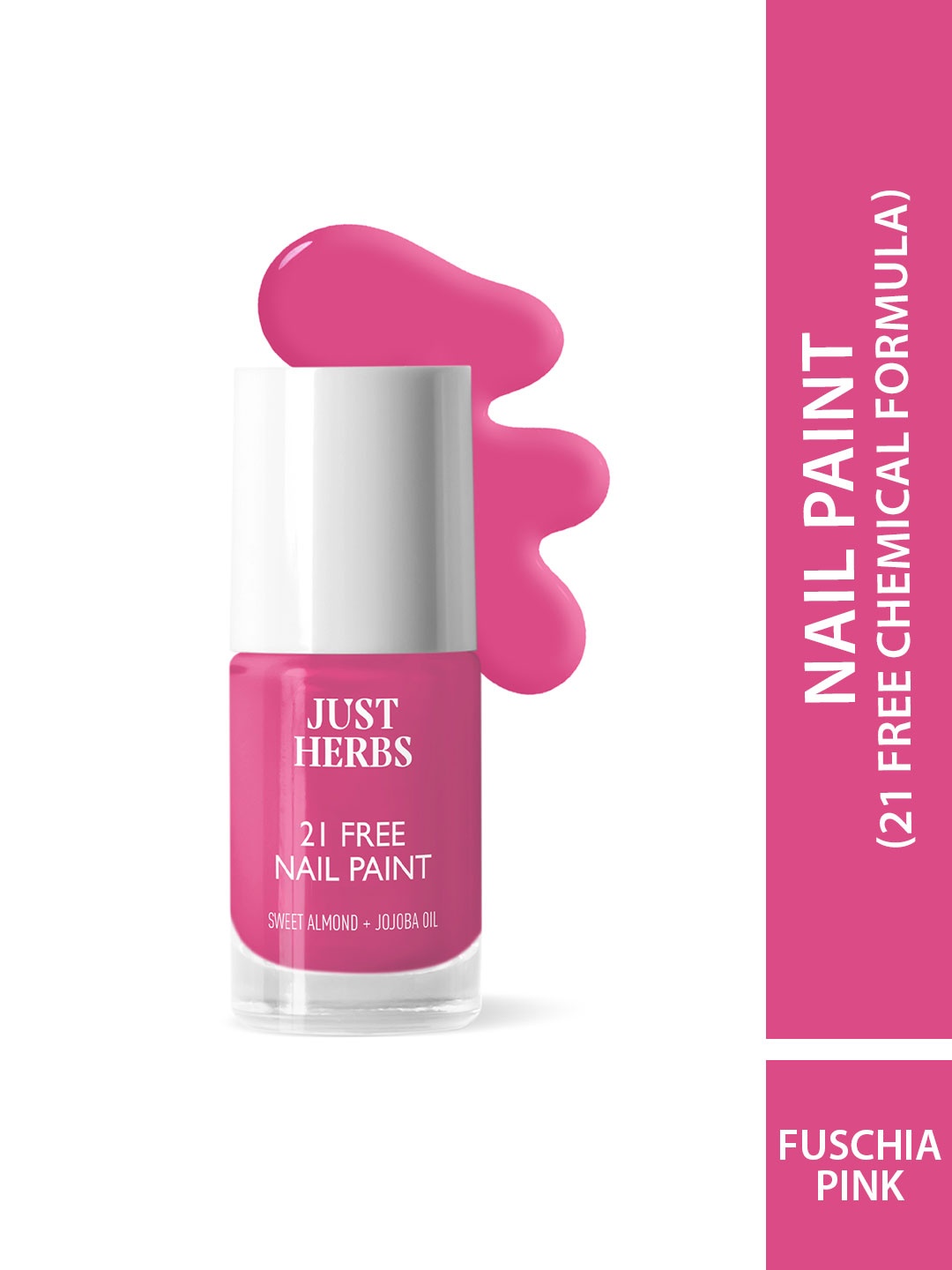 

Just Herbs 21 Free Quick Drying Nail Paint with Sweet Almond 6 ml - Fuschia Pink NP-05