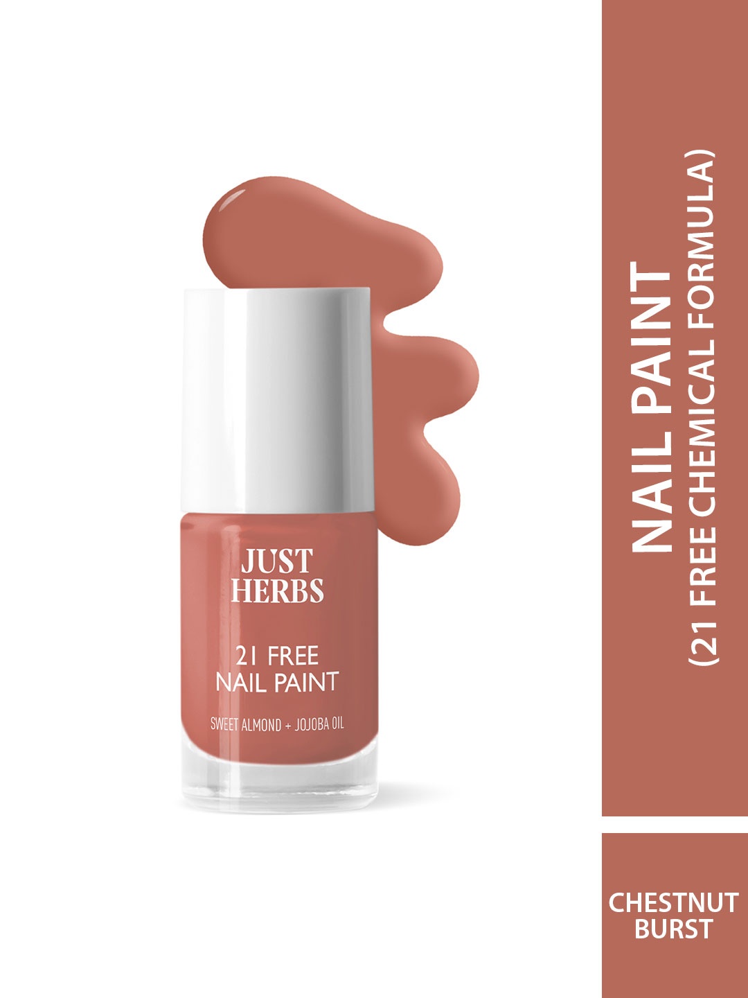 

Just Herbs 21 Free Quick Drying Long Lasting Glossy Nail Polish 6ml - Chestnut Burst NP-11, Brown