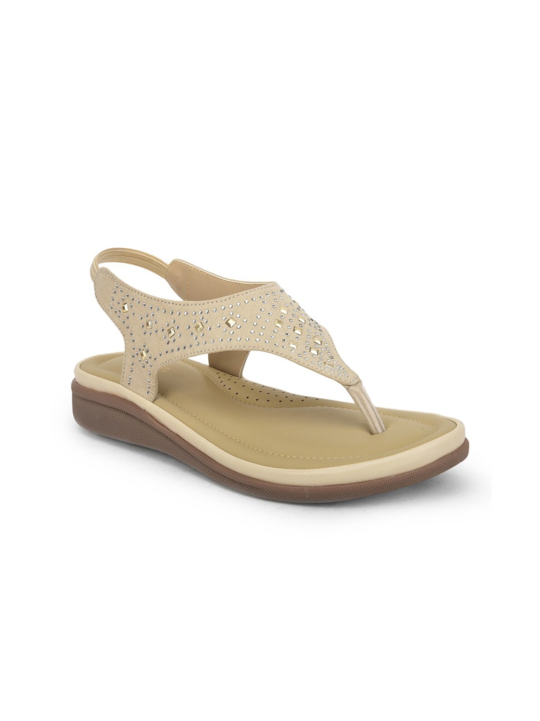 

Liberty Women Embellished T-Strap Flats, Beige