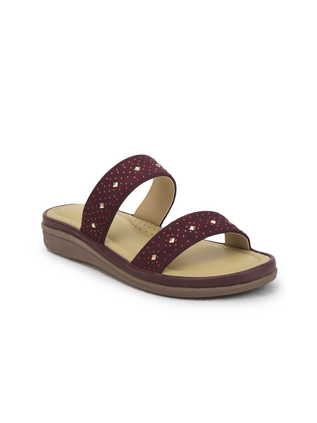 

Liberty Women Embellished Open Toe Flats, Maroon