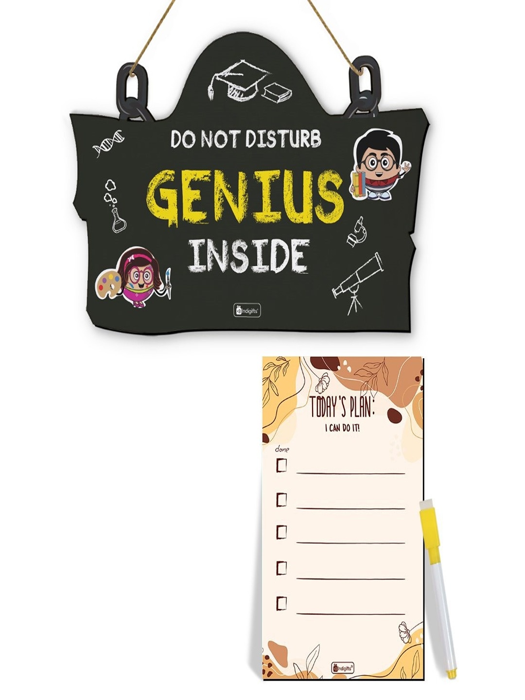 

Indigifts Genius Inside Wall/Door Hnaging and Magnetic To-Do List Planner, Black