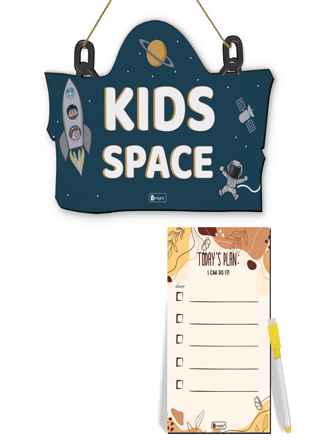Indigifts Kids Space Sign Board & Magnetic To-Do List Planner, Blue