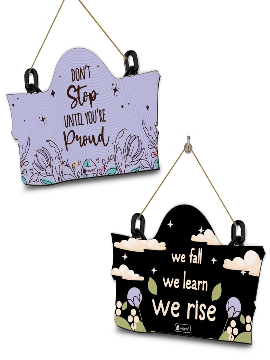 

Indigifts Motivational Quotes Printed Set of 2 Wall Hangings, Black