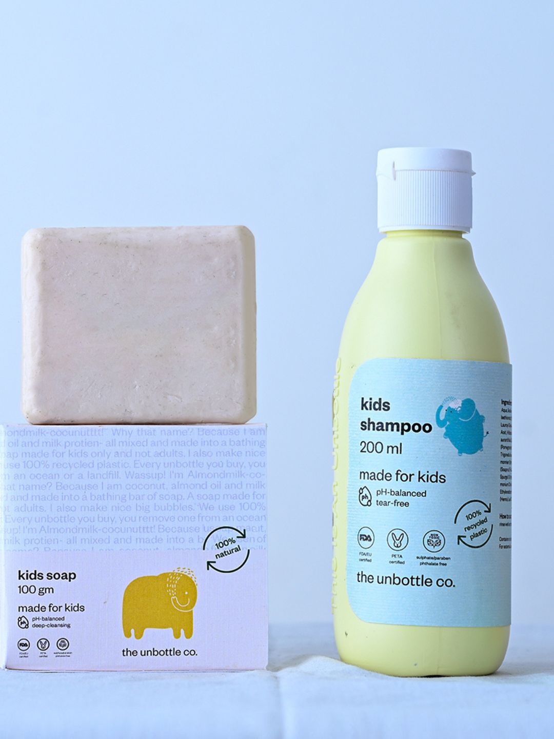 

The Unbottle Co. Kids Set of pH-Balanced Soap (100 gm) & Shampoo (200 ml), White