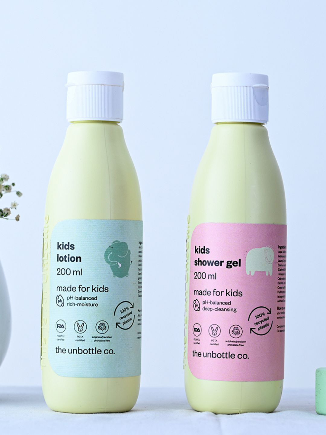 

The Unbottle Co Kids pH Balanced Shower Gel & Moisturizing Body Lotion Combo - 200ml Each, Yellow