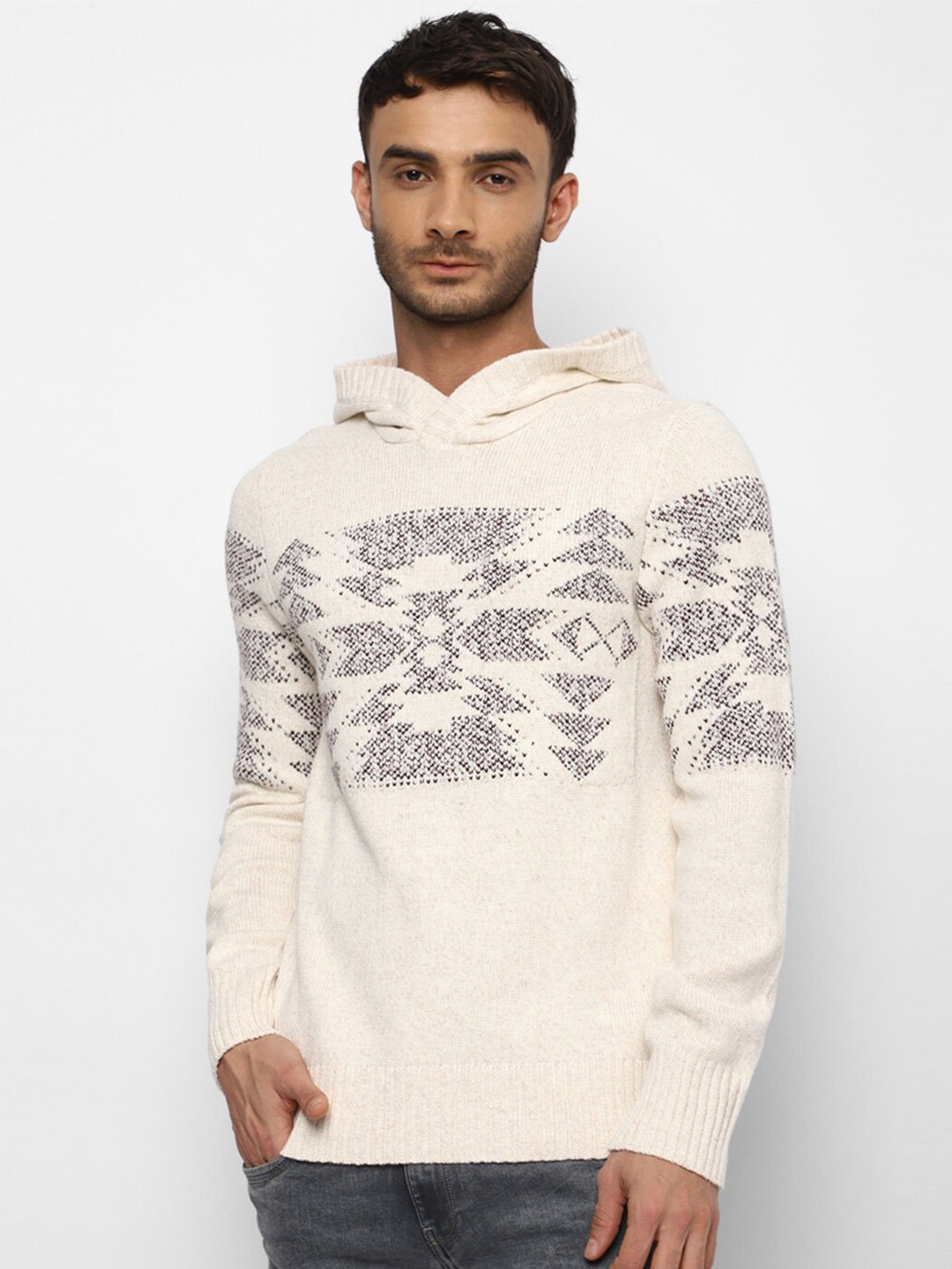 

AMERICAN EAGLE OUTFITTERS Men Printed Hooded Sweatshirt, Off white