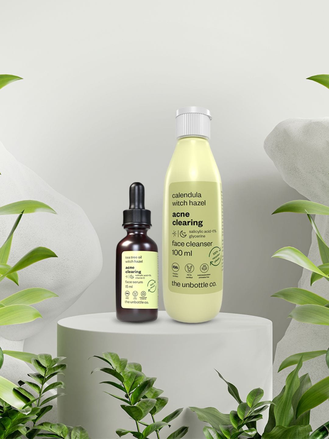 

The Unbottle Co. Set of Acne Clearing Face Serum (15ml) & Cleanser (100ml), Transparent