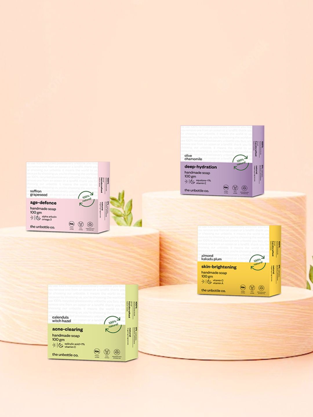 

The Unbottle Co Set Of 4 Skintelligent Handmade Organic Soaps - 100g Each, Purple