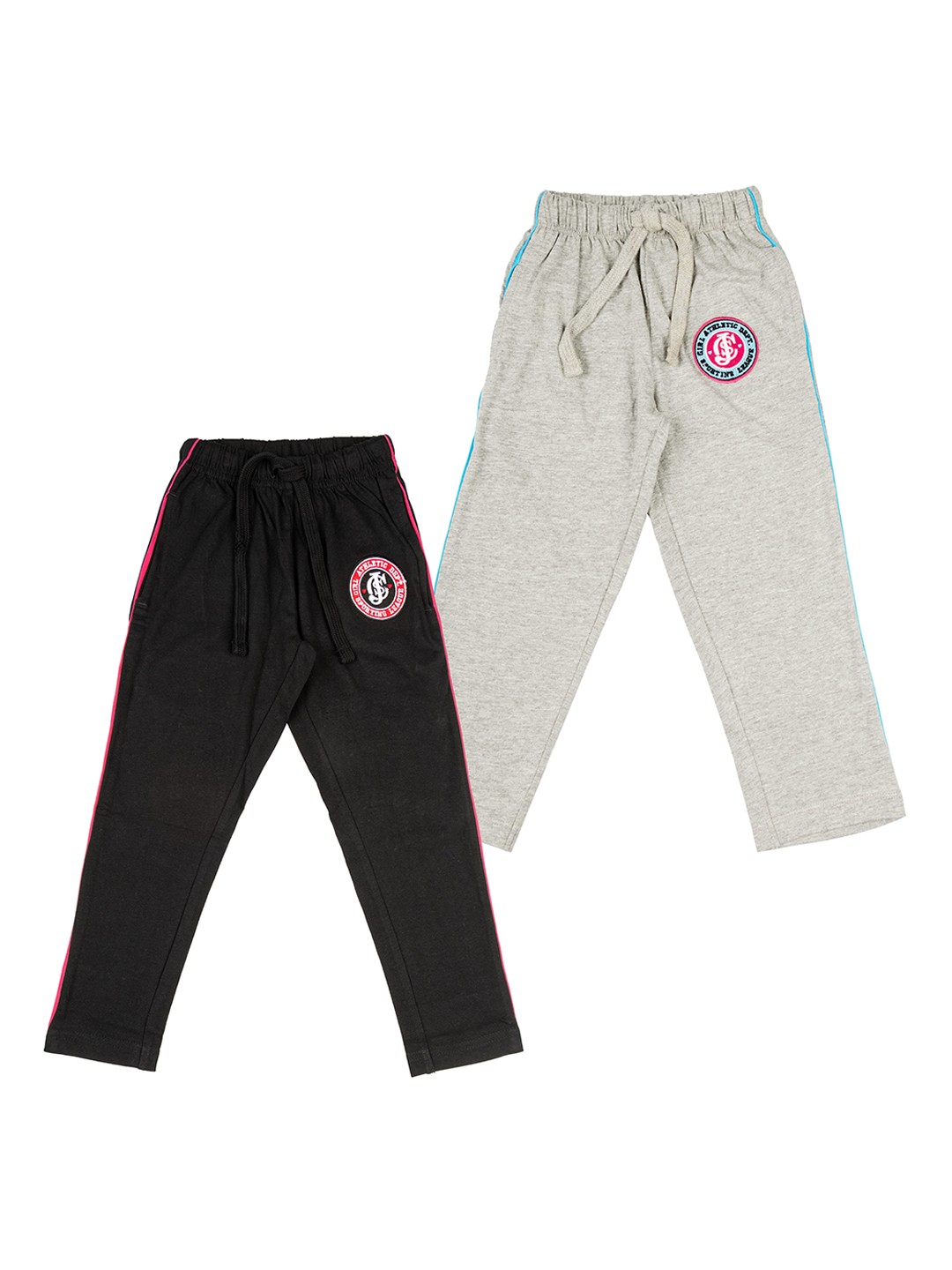 

JusCubs Girls Pack Of 2 Graphic Printed Pure Cotton Track Pants, Grey