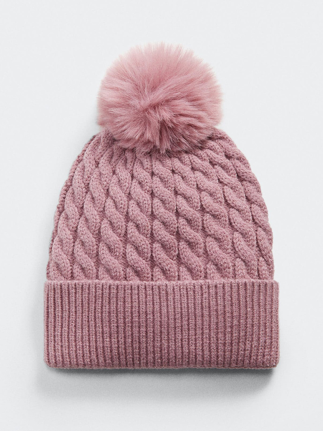 

Mango Kids Girls Cable Knit Detail Sustainable Beanie, Mauve