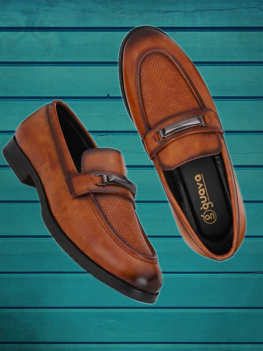

Guava Men Textured Formal Loafers, Brown